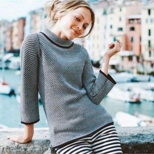 Boden cowl neck 3/4 sleeve navy & white sweater 8